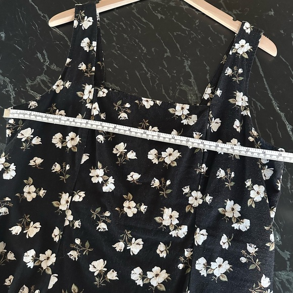 Old Navy | Square Neck Linen Blend Dress - Black & White Floral Mini - NWOT - Picture 7 of 9